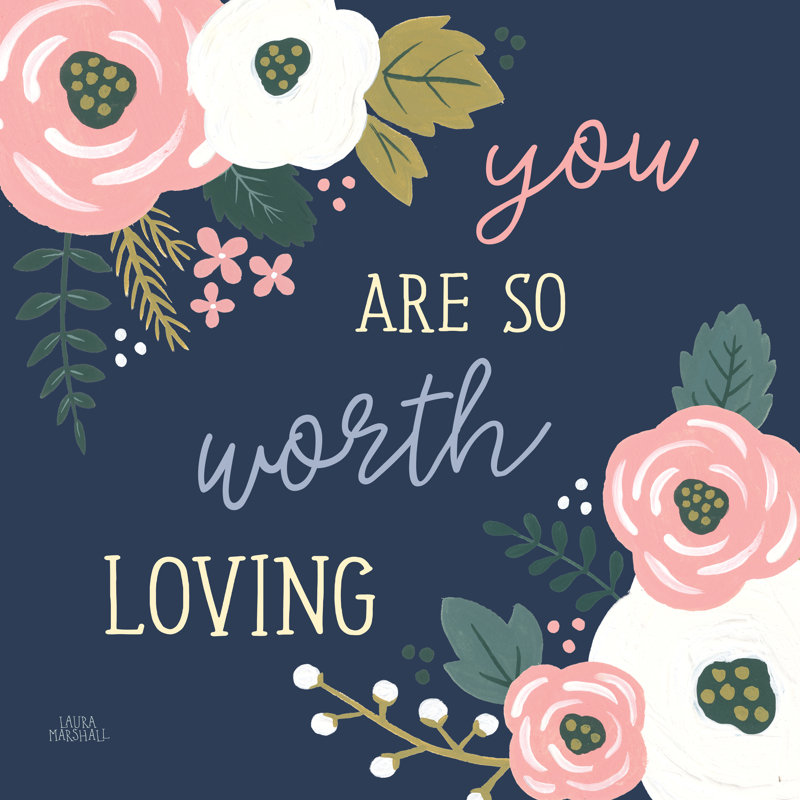 Wildflower Daydreams VII Navy Loving - Wrapped Canvas Print, 30cm H x 30cm W x 3.8cm D