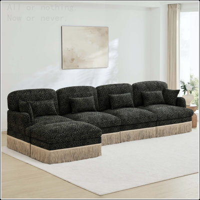 Leopard Print Chenille Sectional Sofa