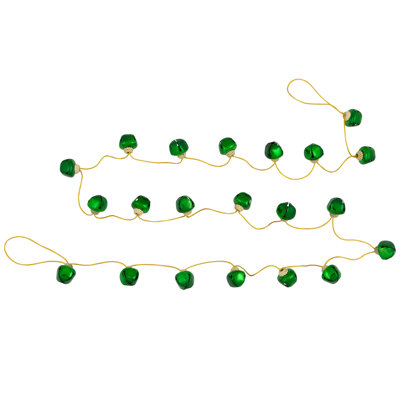 Guirlande de Noël Jingle Bells en métal brillant - 7,5 pi - Vert