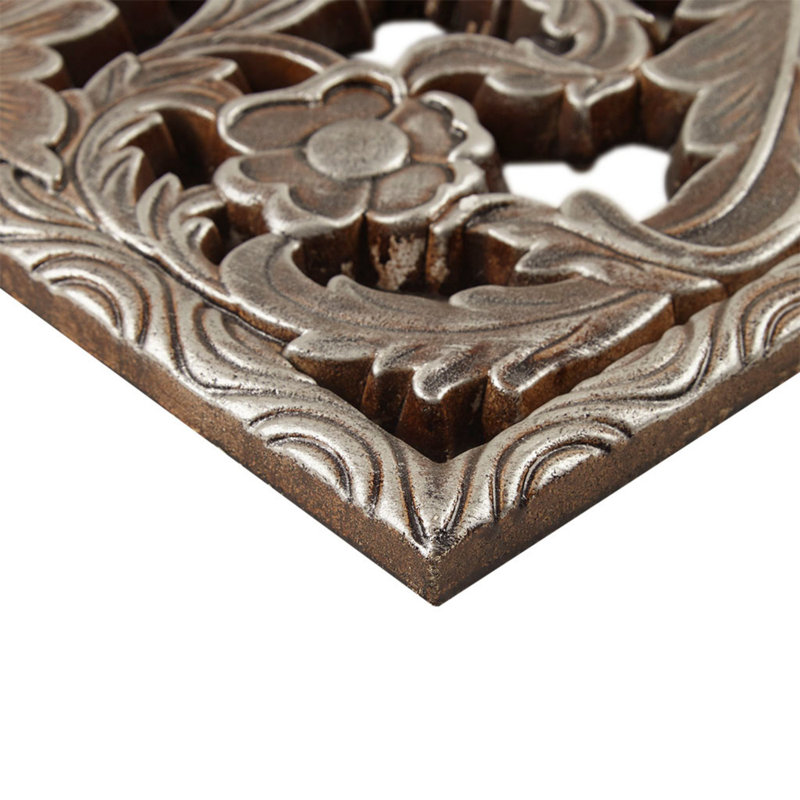 Traditional Plants & Flowers Wall Decor on Wood, Bronze