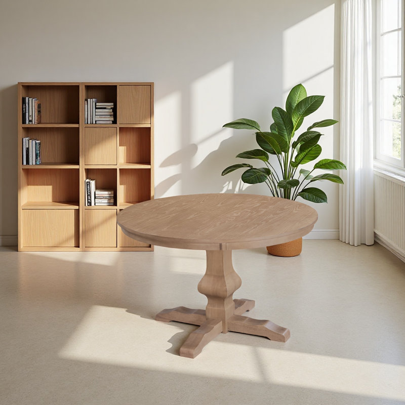 Table de salle à manger ronde, H 30 po x L 46,25 po x l 46,25 po, Clair naturel