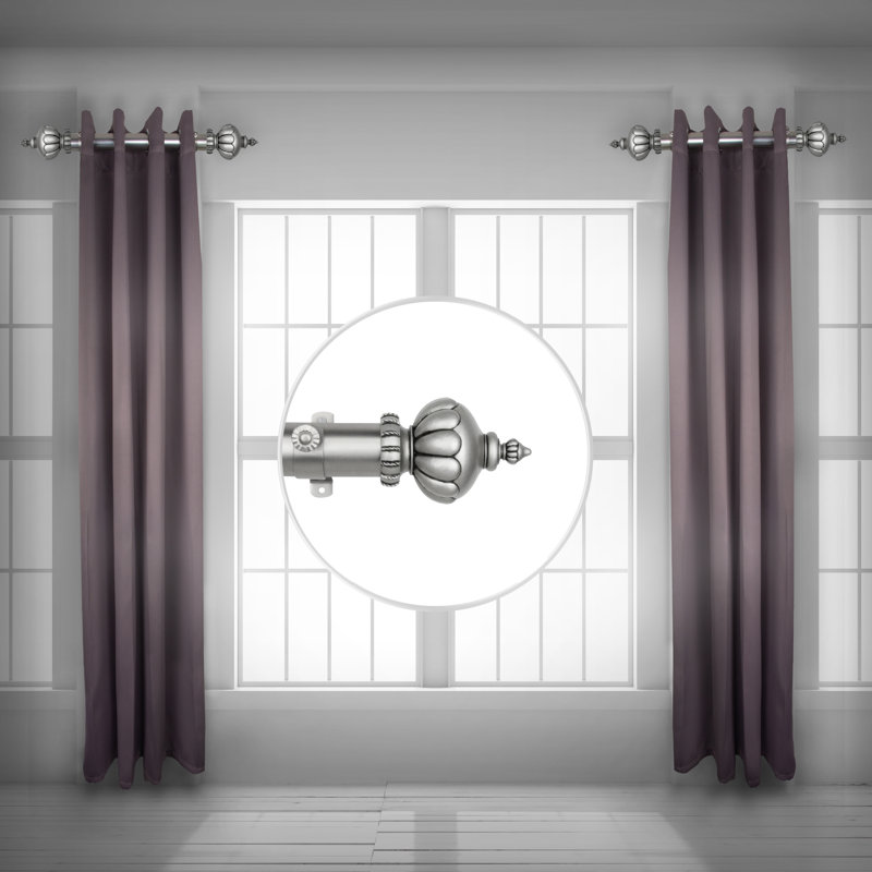 Science Stainless Steel Single Curtain Rod, 1.5" H x 24" W x 1.5" D, Satin Nickel