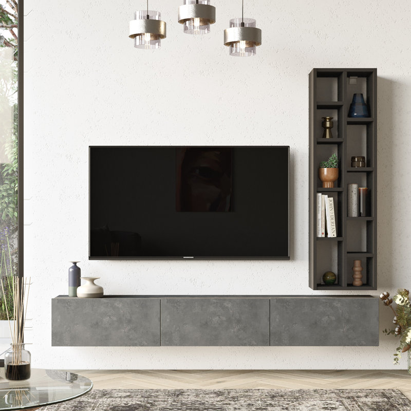 Derrel TV Stand for TVs up to 50", Silver Black