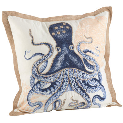 Neptunian Collection Embroidered Cotton Throw Pillow