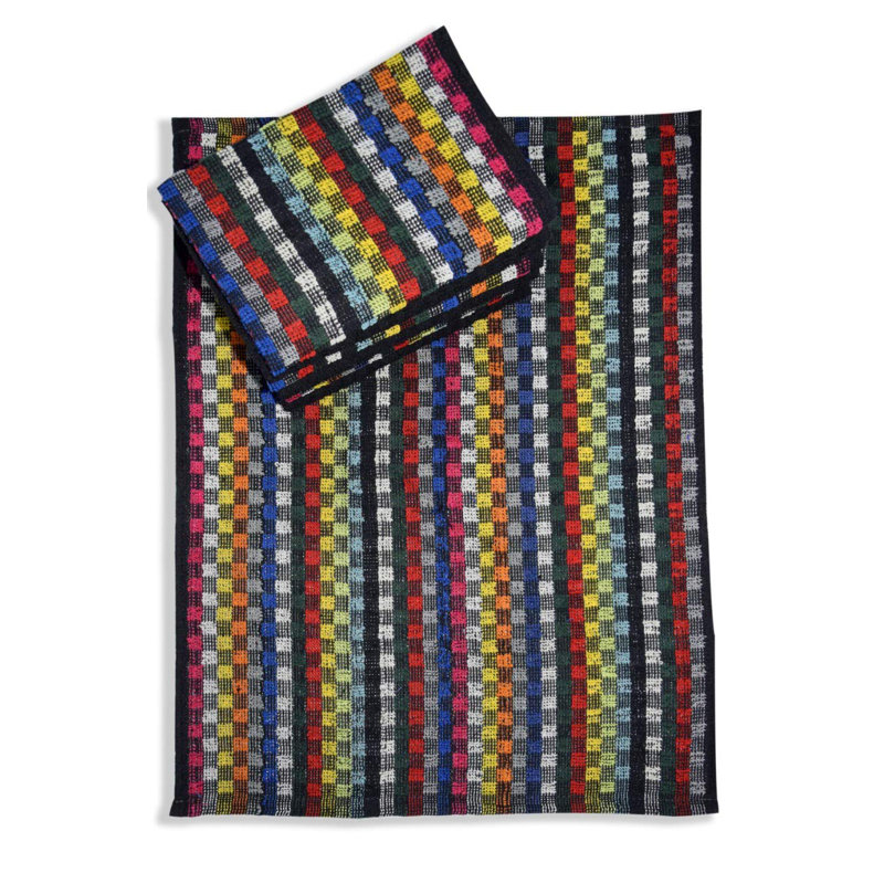 Cotton Jacquard Tea Towel Kitchen Towel, Black/Blue/Yellow