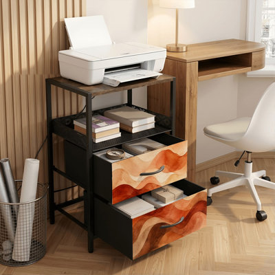 Table de chevet 2 tiroirs avec station de charge, table de chevet pour chambre avec ports USB et amp; Outlets Open
