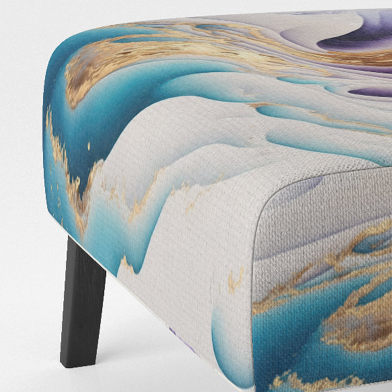 Fauteuil de chambre moderne, bleu, doré et mauve à motif abstrait Waves IV