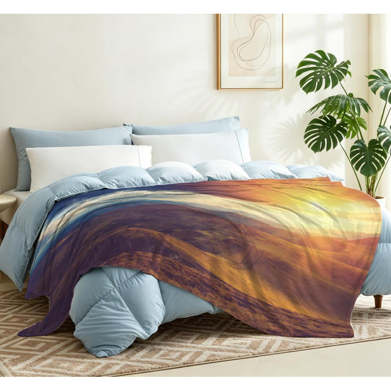 Jeté transparent en flanelle de polaire ultra douce, beau paysage, imprimé recto, Jeté 50 po x 60 po