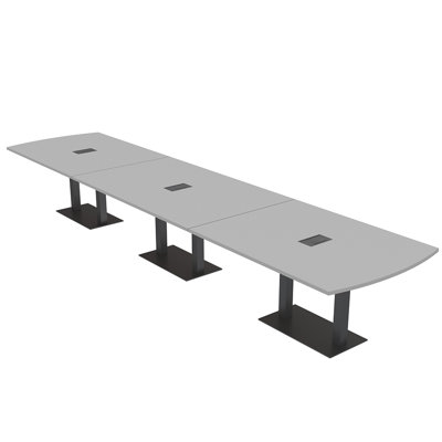 Pavert Arc Rectangle Conference Table with Double Metal Post Base | Electrical Unit