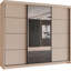 Modern 3 Door Sliding Wardrobe with Mirror, 250cm Large Bedroom Storage with 9 Shelves & Hanging Rail - White, Oak Sonoma, Cashmere, Artisan-2146962042