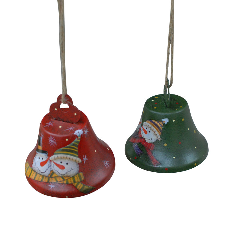Ensemble d’ornement de noël en forme de noël 2 pièces père noël et bonhomme de neige moyen jingle bell