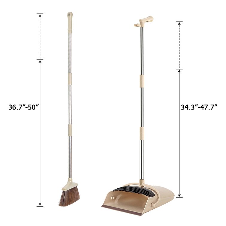 ANMINY Adjustable Broom And Dustpan Set with Replaceable Head