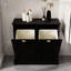 Porte-buanderie noir - E1, armoire de tri de peinture fine. Conception à la mode, convient à tous les décors. Pour une surface lisse. Deux compartiments avec sacs amovibles. Peut supporter jusqu'à 100 livres. Assemblage requis-367150097