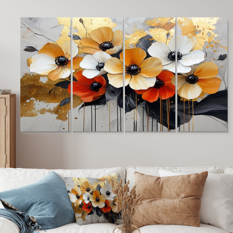 Brimfield - coquelicots, art mural traditionnel, 4, H 28 po x l 48 po