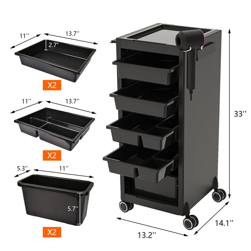 33cm H x 14.1cm W Utility Cart