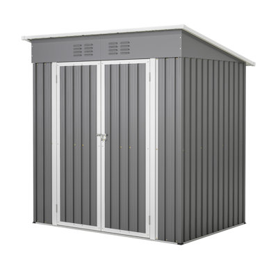 6'X4' Outdoor Metal Storage Shelter With Lockable Door, Gray. Fits Desires Of Garden Tools, Pets & Storage. Simple Setup, Construction. 70.46" High Cabinet Grey. Use For More. Easy To Install, Robust