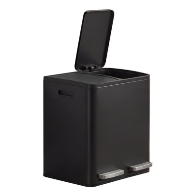 41.8×35.3×45.5 Cm Stainless Steel Step On Multi-Compartment Rubbish & Recycling Bin - 30L