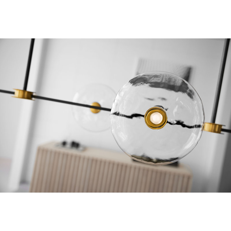 Ian K. Fowler Calvino Large Linear Chandelier, Aged Iron/Antique Brass