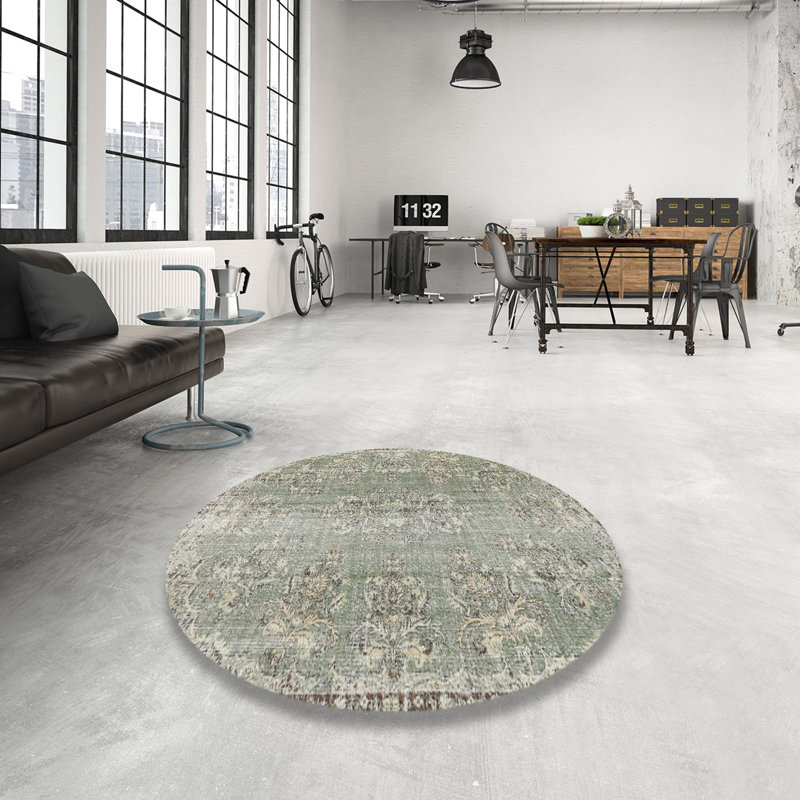Seliga Performance Oriental Indoor Rug, Round 4'