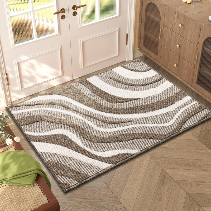 Non Slip Washable Door Mat  Entryway Mat, 32" W x 48" L, Brown