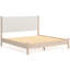Lit très grand Mooran, revêtement en polyester blanc, bois brun clair-118778051-118778052