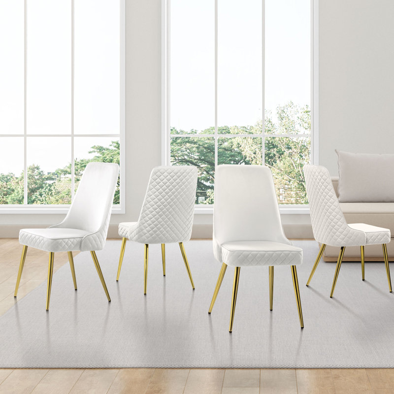 Chaise d'appoint rembourrée en velours, Blanc
