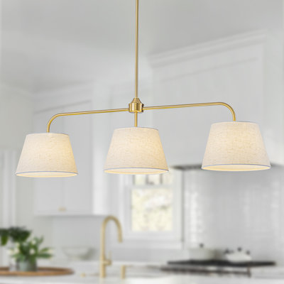 3-light Modern Linear Linen Drum Pendant