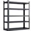 Étagère robuste à 5 niveaux en métal - H 78 po, capacité de 2000 lb, noir réglable et tablettes noires, H 78 po pour salle de sport, salon, noir