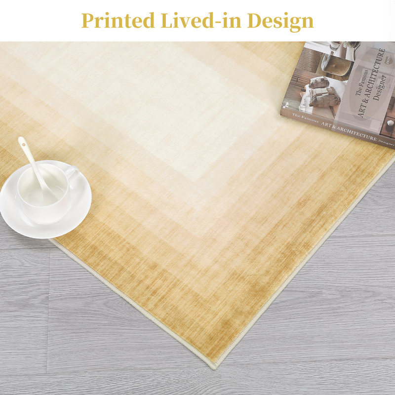 Tapis moderne antidérapant lavable à bordure moderne, Rectangle 8 pi x 10 pi