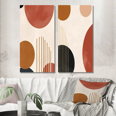 Motif bohème minimaliste beige I - ensemble d'art mural abstrait en métal minimalisme