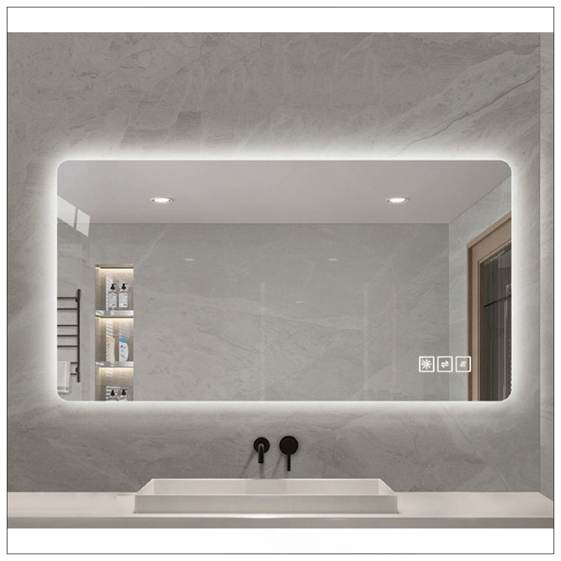 Wall Mounted LED Lighting Mirror With Three Color Modes, Dimming, IP44 Waterproof, Anti-Fog, And Touch Switch, 24 × 48 Inches