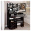 Coiffeuse de maquillage moderne de 37 pouces avec miroir coulissant à DEL - lumière tricolore à contrôle tactile, luminosité réglable, rangement dans le tiroir de gauche, tabouret rembourré inclus, ensemble de coiffeuse American Design