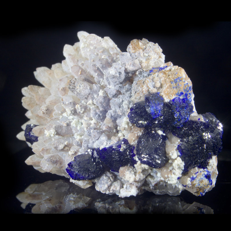 Azurite on Quartz Rosette - Zoila Mine, Mexico