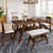 6-Piece Wood Counter Height Dining Table Set With Storage Shelf, Kitchen Table Set With Bench And 4 Chairs-937328649