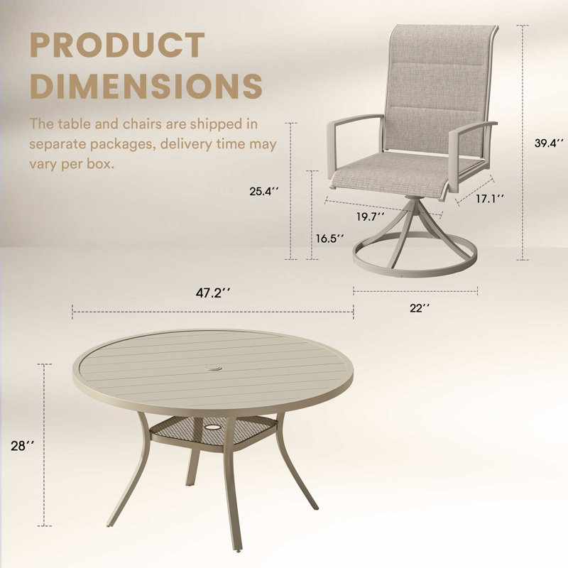 4-Person Outdoor Dining Set, Cream/Cream
