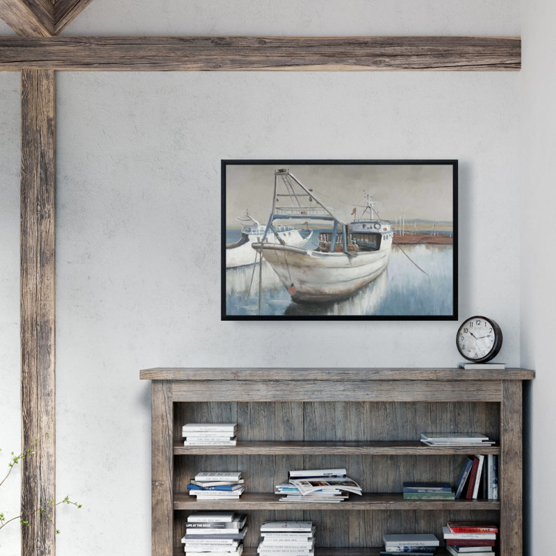 "Bateau de pêche désaturé" sur toile, H 24 po x l 36 po