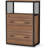 Lateral Locking File Cabinet, Letter/Legal, Large Rustic Filing Cabinet Printer Stand with Metal Wire Open Storage Shelves and 2 Drawer for Home Office (Walnut)