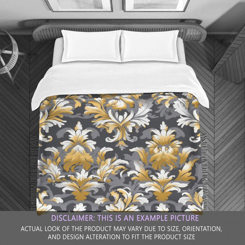 Polyester Comforter, Twin Comforter, Gold/Silver Damask