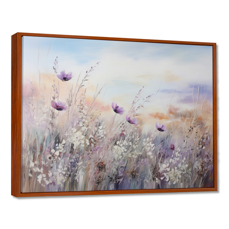 Impression sur toile encadrée Minimal Purple Herbs Country - Flowers, H 34 po x l 44 po, Reproduction avec cadre flottant