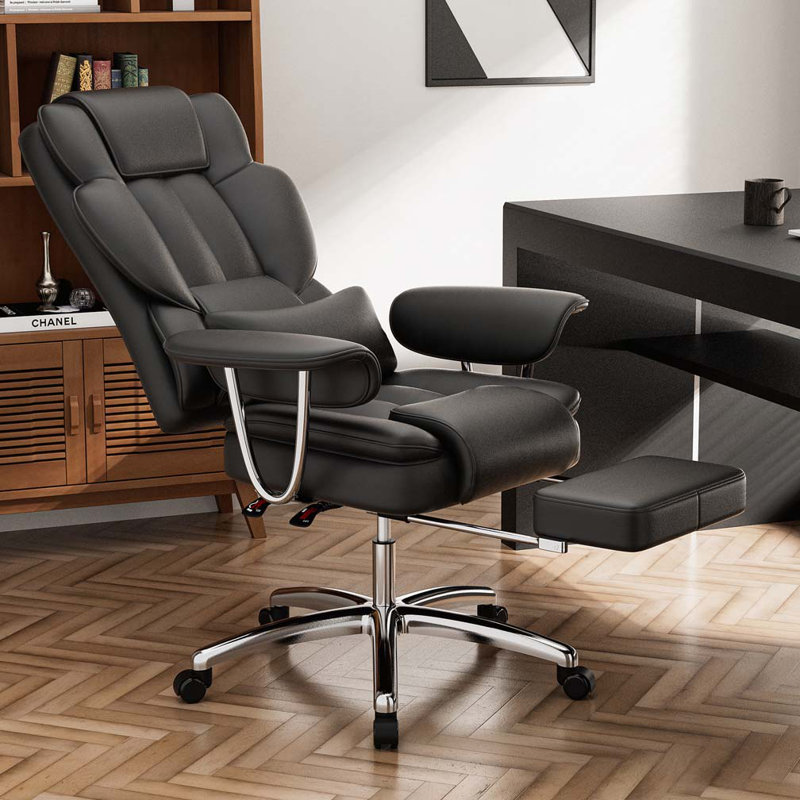Fauteuil de direction avec repose-pieds, Noir