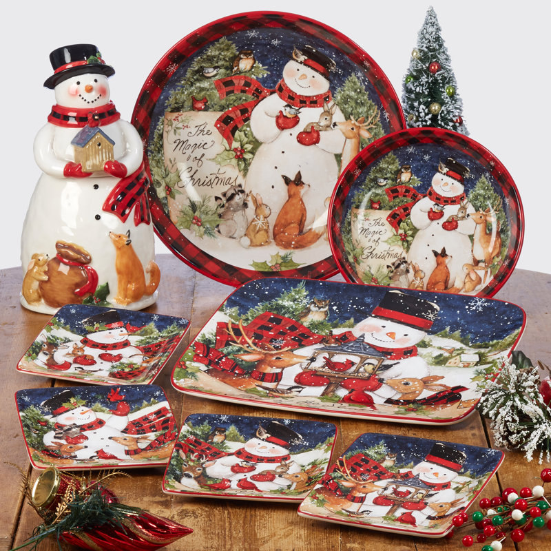 Magic of Christmas Snowman Ceramic 16-Piece Dinnerware Set