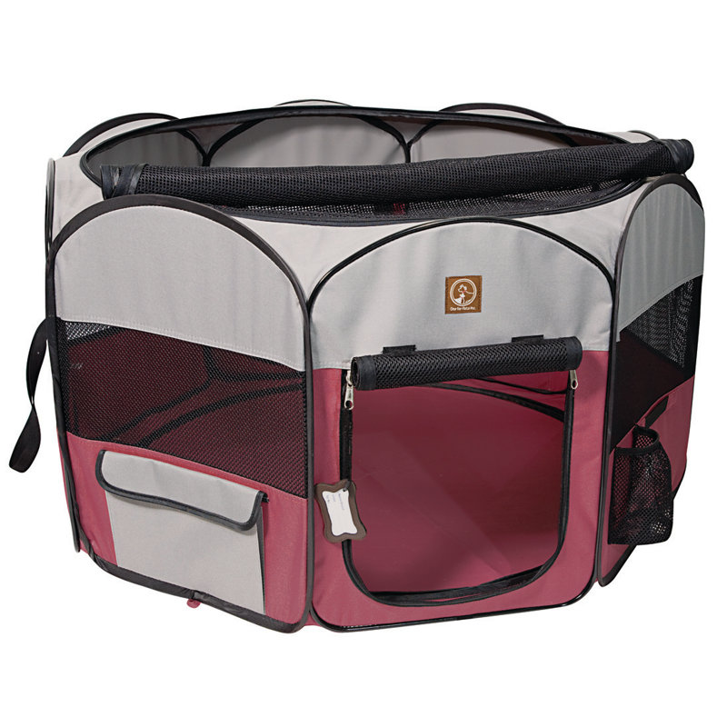 Enclos portatif pour animaux, Fuchsia / Gris, 20.5" H x 46" lx 46" D