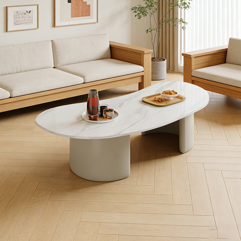 Table basse Modern Minimalisme, Blanc, Blanc / gris clair, 15.74" H x 62.99" L x 31.49" W