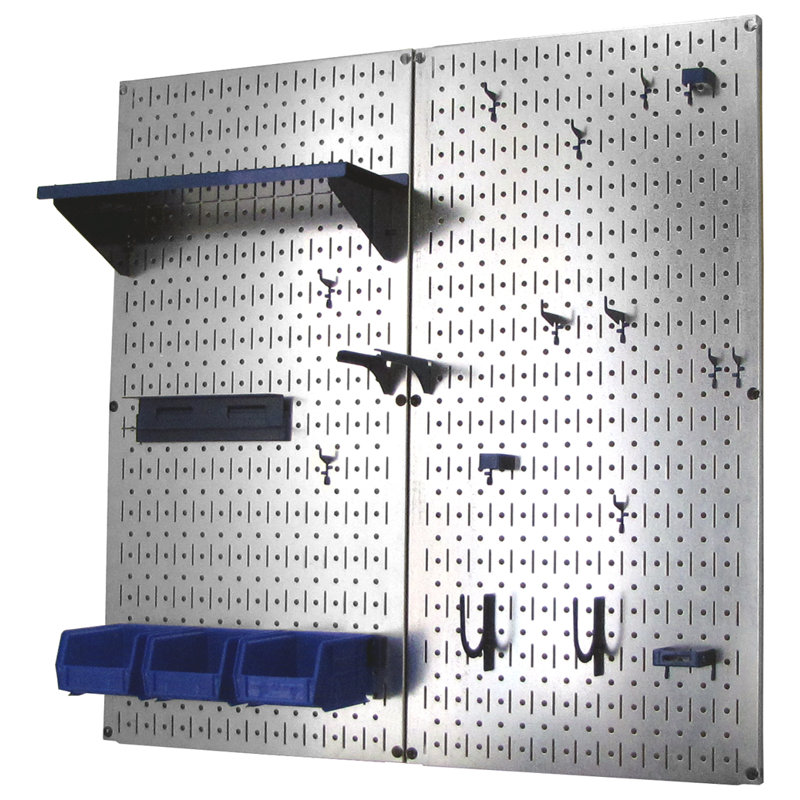 Utility Tool Storage and Garage Pegboard Organizer 32"H x 32"W Kit, Blue