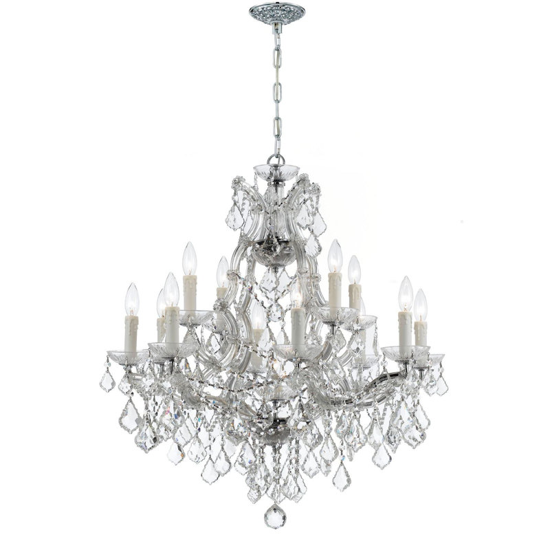 Weekes 13 - Light Glass Dimmable Classic / Traditional Chandelier, Polished Chrome, Clear Hand Cut