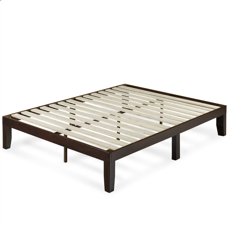 Solid Wood Platform Bed, Brown, Full