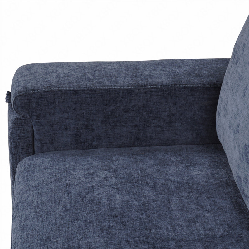 U_STYLE  L-Shaped Padded Modular Sofa With Storage Space, Blue Polyester