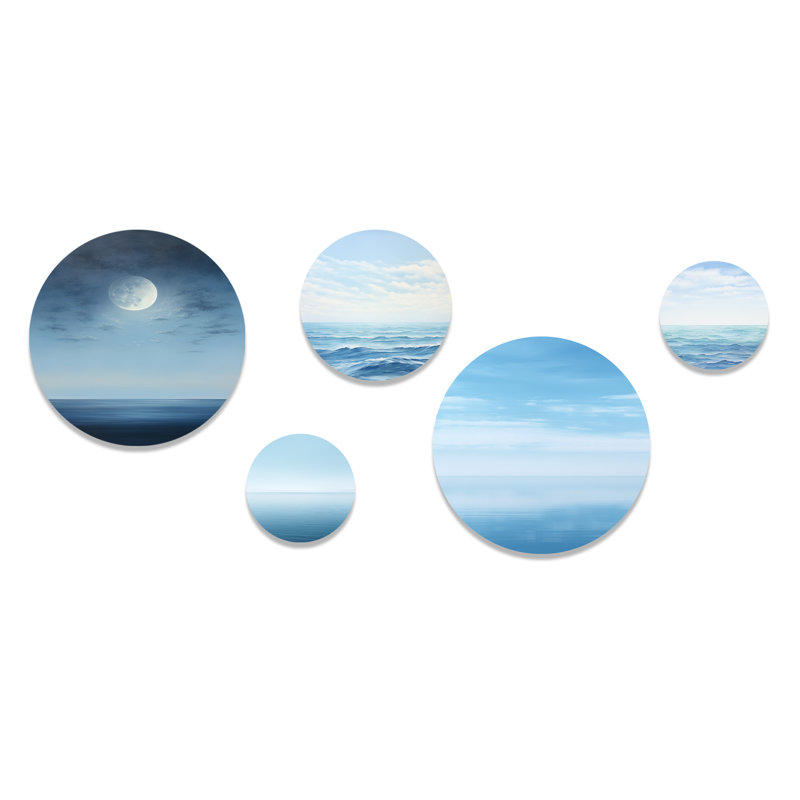 Magical Forest Moons Melody - Minimalisme, minimalisme, ensemble d'art mural rond de 5