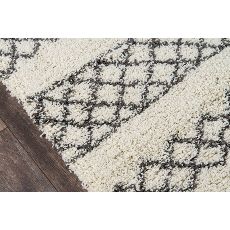 Tapis géométrique ivoire / noir Coss, Tapis de couloir 2 pi 3 po x 7 pi 6 po