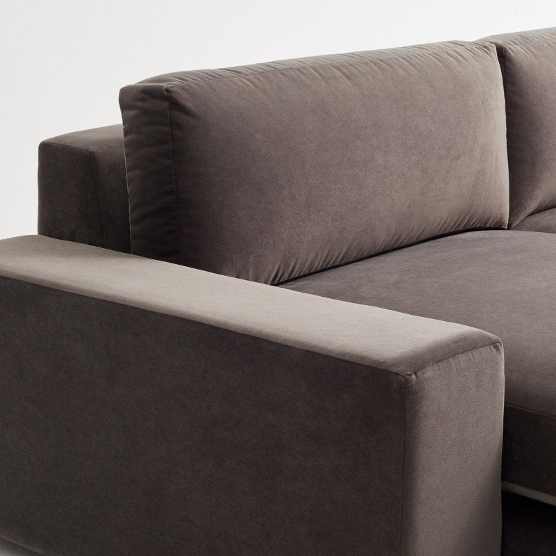 Esker Chaise Sectional, Left Hand Facing, Storm Velvet